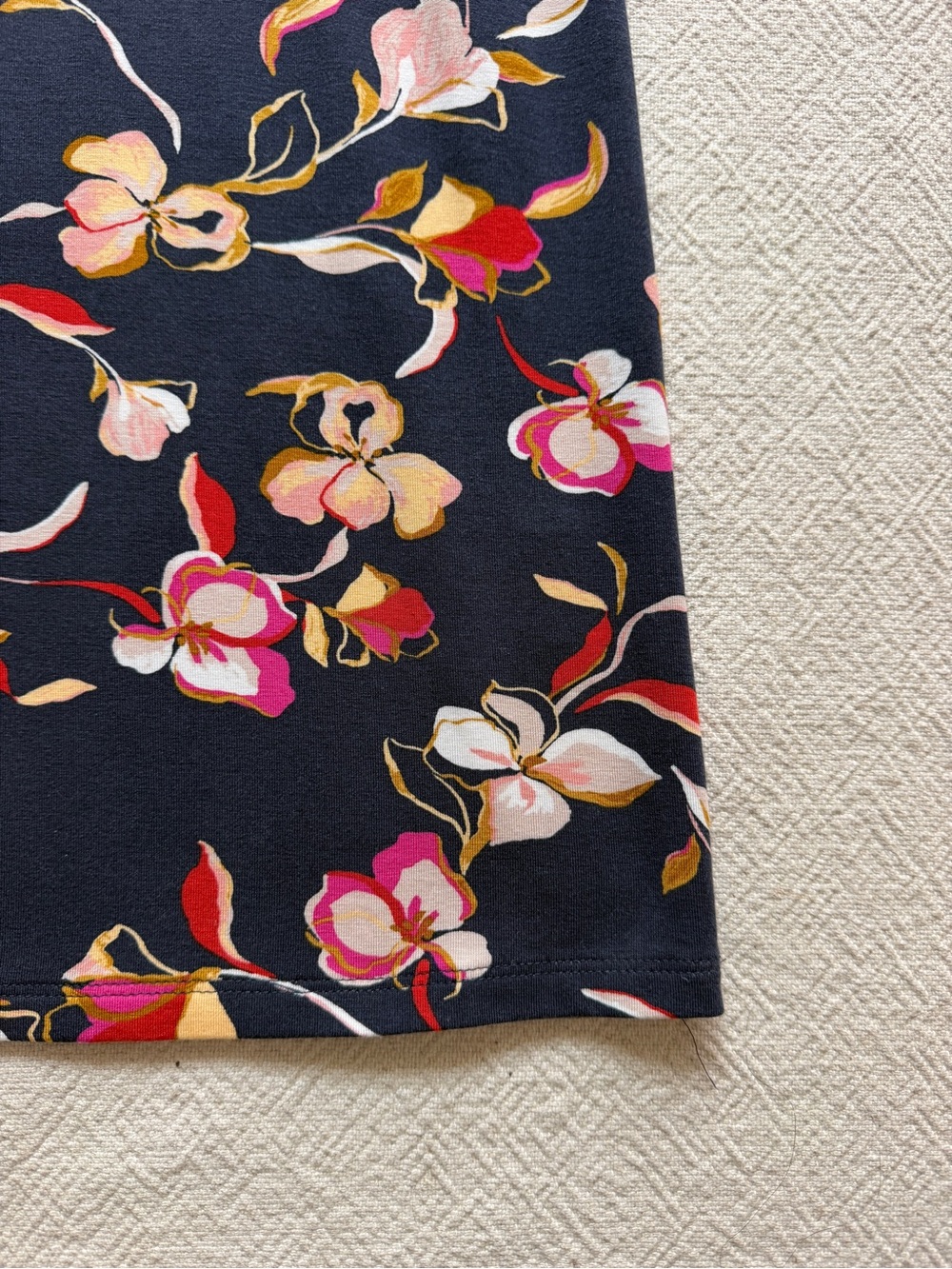Garnet Hill Prato Jersey Maxi Dress M Navy Blue Floral Kimono Sleeves Pockets - Picture 3 of 9